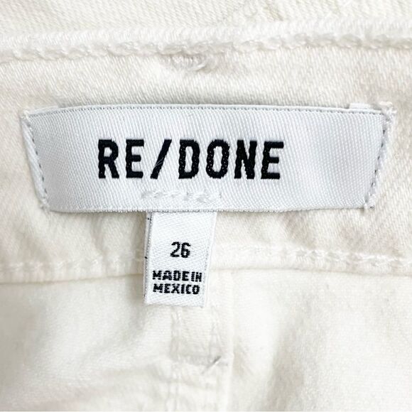RE/DONE 90s High Rise Ankle Crop Raw Hem Jeans in Vintage White Size 26 | 2 - Picture 9 of 13